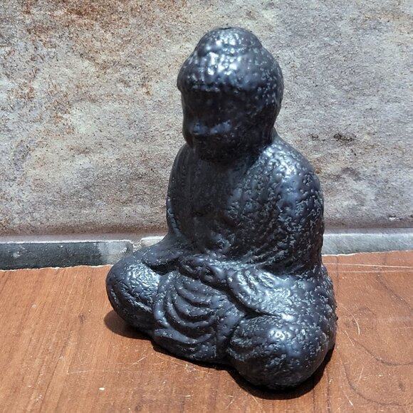 Enesco Ceramic Clay Pottery Dark Gray Black Zen Meditation Buddha Incense Holder - Picture 8 of 12